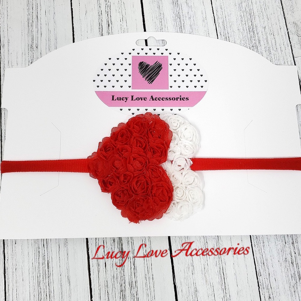 2.5” White and Red Heart Headband!